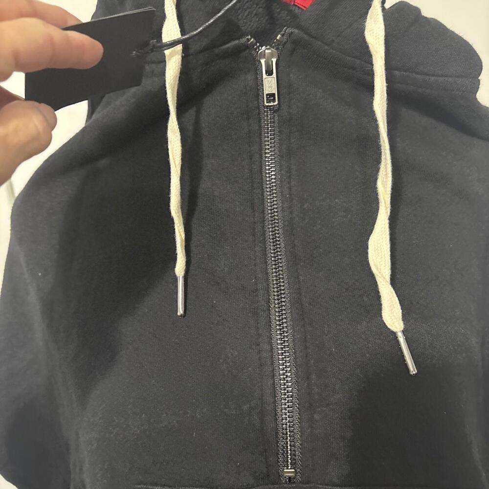 N:Philanthropy Womens 1/4 Zip Hoodie Sweatshirt Black Medium Raw Hem New With Ta - Picture 3 of 13